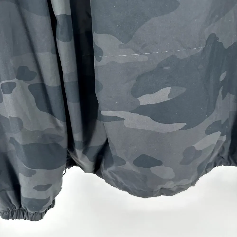 Alo Stride Camo Hooded Jacket Full Zip Pockets Drawstring Camo Gray Black XL